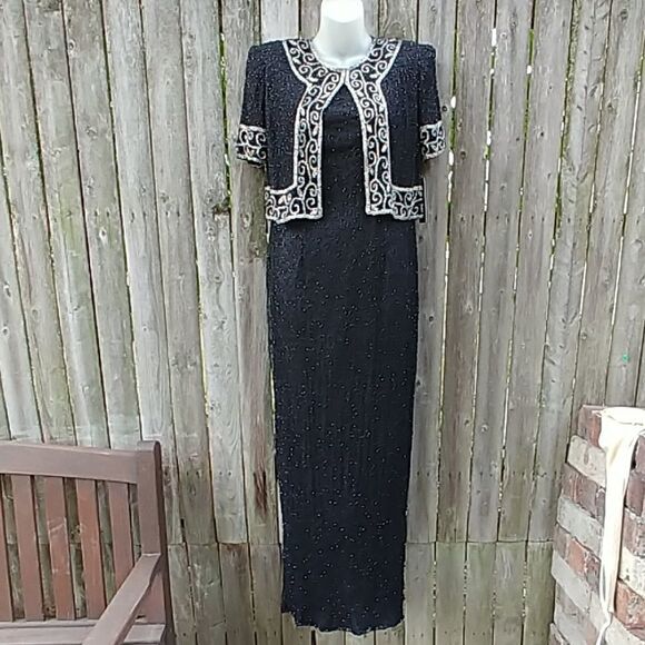 Stenay Beaded Floor Length Cocktail Dress w/Jacket - Picture 1 of 8